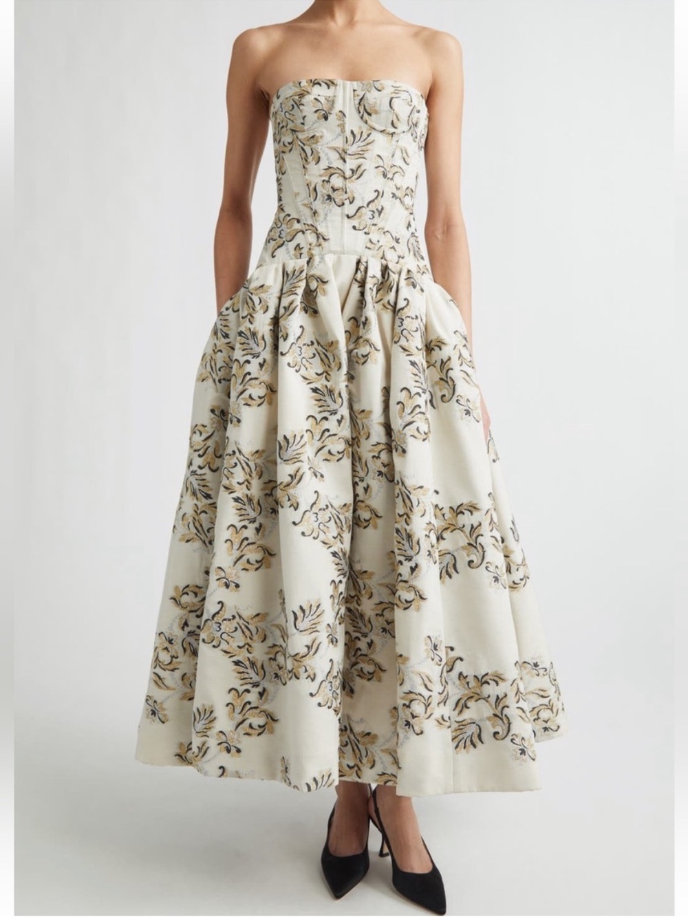 Carolina Herrera Trellis Jacquard Strapless Gown